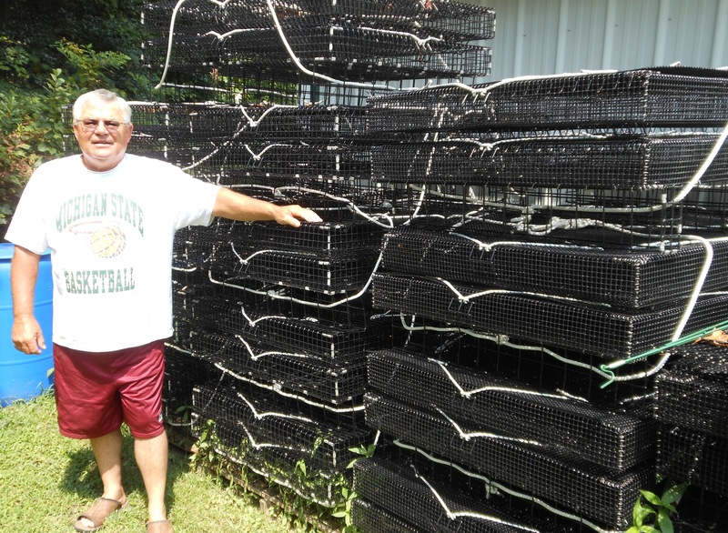 DNREC released regulations for shellfish aquaculture Aug. 1. The new regulations take affect Aug. 11. The next step in the process is get approval of the state's application to the U.S. Army Corps of Engineers. The hope is that permits for shellfish aquaculture will start to be given by mid to late fall. Here Steve Friend of Georgetown stands next to a few dozen cages he's made in anticipation of receiving a permit. BY CHRIS FLOOD